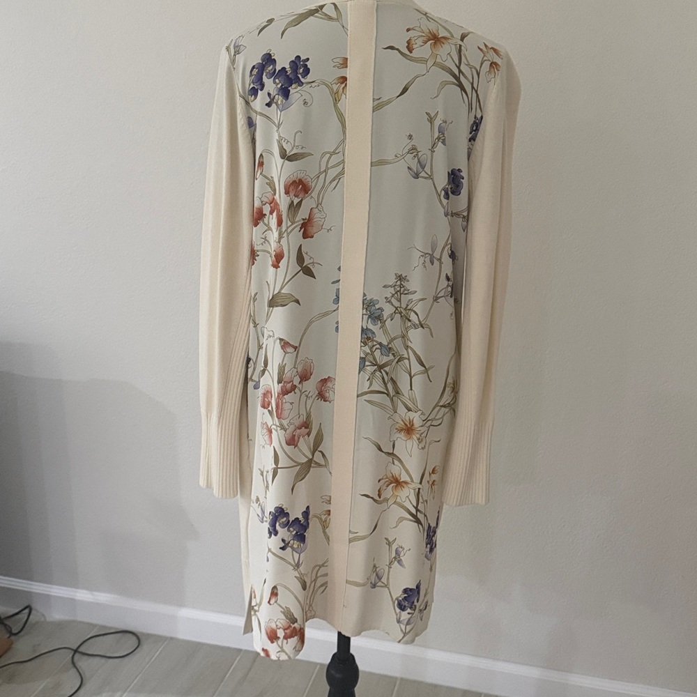 NWT Chico’s Black Label Cream floral mix duster size 1